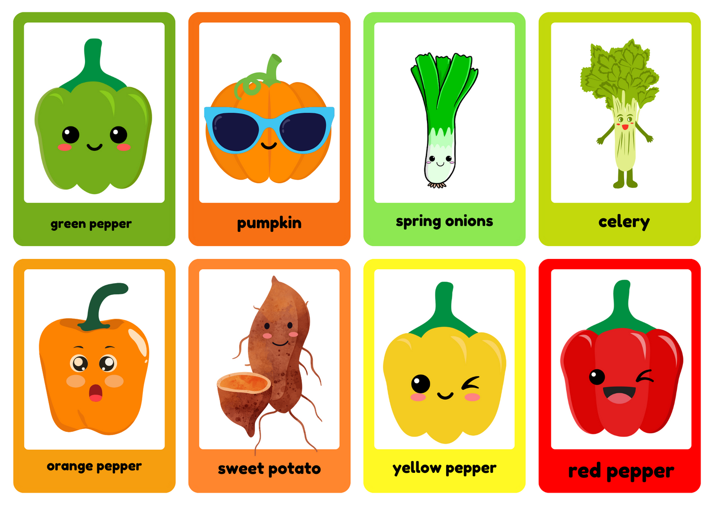 Fun Vegetables Flashcards